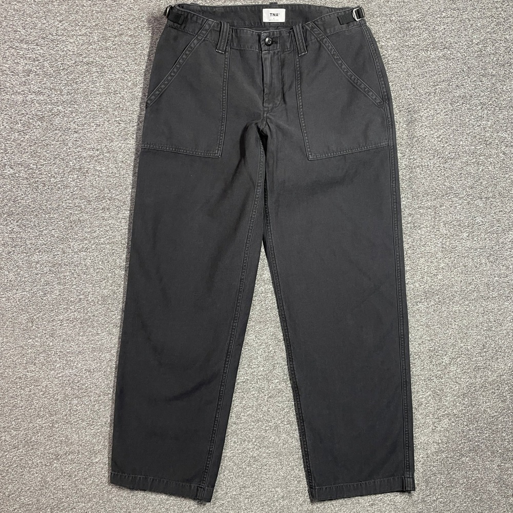 Aritzia TNA Supply Cargo Pants Charcoal Gray Cotton Straight Leg Size 4 Utility
